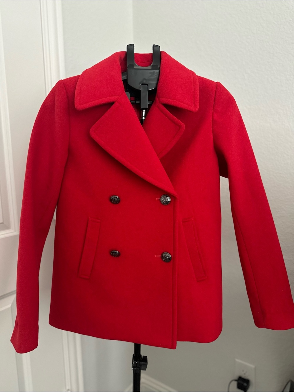 Express Women's Red Double-Breasted Peacoat